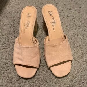 Tan Suede Block Heel